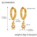 18k gold plated stainless steel bear earrings featuring sparkling 5A zircon stones - Smooth Hoop Bear Style (Q115) / Gold