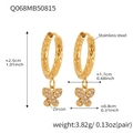 Boucles d'oreilles dorées en acier inoxydable avec pendentif papillon et zircons brillants - Q068-Boucles d'oreilles Papillon Doré Zircon