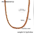 Braided kyanite necklace with red and blue nylon cord and golden stainless steel loops - 41+5cm / Gold Woven Chain (P014)