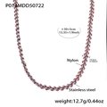 Blue and red nylon woven necklace with stainless steel rings and 39+5cm size specs - 41+5cm / Silver Woven Chain (P014)
