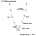 Collier en acier inoxydable argenté avec cœurs en verre facetté et pendentifs - Argent Blanc Cœur Pierre de Verre