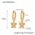 Boucles d'oreilles papillon en acier inoxydable plaqué or 18 carats avec zircons - Q070-Boucles d'oreilles Papillon Doré Plein Zircon
