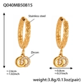 Goldene Ferris Wheel Doppelring-Ohrringe aus Edelstahl mit funkelnden Zirkonia-Steinen - Gold Gehämmert Doppelring Stil (Q040)
