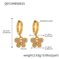 Boucles d'oreilles papillon en acier plaqué or 18k avec pavé de zircons blancs brillants - Q071-Boucles d'oreilles Papillon Doré Zircon