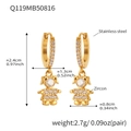 18k gold plated stainless steel zircon girl earrings with dimensions and weight specs - Classic Hoop Girl Style (Q119) / Gold