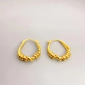 Minimalist 18K gold plated brass hoop earrings with twisted rope texture design - Gold