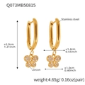 Boucles d'oreilles créoles papillon en acier inoxydable doré 18k avec pierres zircon - Q073-Boucles d'oreilles en U Papillon Doré Zircon