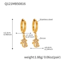 Golden stainless steel hoop earrings with cat-shaped 5A zircon pendants for women - Smooth Mini Hoop Cat Style (Q121) / Gold