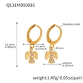Goldfarbene Engelsflügel-Ohrringe aus Edelstahl mit Zirkonia und Maßangaben - Dünner Flügel-Creolen-Stil (Q131)