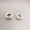 Orecchini a cerchio geometrici a U in argento lucido con design minimalista moderno - Oro Bianco
