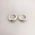 Chic silver-plated small hoop earrings with thick round design and high-polish finish - Large / White Gold