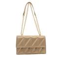 Borsa a tracolla trapuntata color oro champagne con catena e motivi geometrici eleganti - Oro