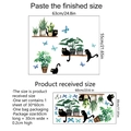 Detailansicht der Katzen und Pflanzen Wandaufkleber mit Layoutmaßen und Produktgröße - 30*60cm