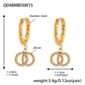 18k vergulde roestvrijstalen dubbele ring oorbellen met zirkoon, 2,8 cm druppel - Gouden Gedraaide Textuur Dubbele Ring Stijl (Q048)