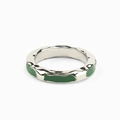 Minimalistische verzilverde messing ring met groen emailpatroon en textuur - US 7 / Emaille Ring / Groen