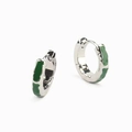 Orecchini a cerchio placcati oro 18K con smalto verde e texture in stile bambù - Platino con smalto verde