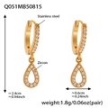 Gouden roestvrijstalen druppel oorbellen met zirkoon, afmeting 2,4 cm bij 0,6 cm - Gouden Minimalistische Teardrop Volledig Pave Stijl (Q051)