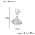 Polished stainless steel fish pendant charm with lobster clasp for DIY necklaces - Steel Fish Pendant (D197)
