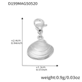Silver shell charm pendant with detailed texture and size dimensions in inches - Silver Shell Pendant (D199)