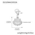 Silver scallop shell charm in stainless steel with dimensions and lobster clasp - Silver Shell Pendant (D232)