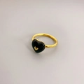 Minimalistischer Herzring mit schwarzer Emaille und 18K Vergoldung für Damen - US 6 / Schwarz