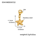 Golden starfish pendant in stainless steel with textured surface and lobster clasp - Gold Starfish Pendant (D341)