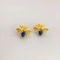 Orecchini a perno a forma di ape dorata con cristallo blu navy scintillante intarsiato - Strass Blu Scuro (4815319677561) / Blu