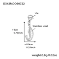 Polished stainless steel seahorse pendant charm with lobster clasp 2cm height - Silver Shrimp Pendant (D342)