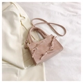 Pink handheld square bag with ribbon bows and adjustable shoulder strap for women - Pink