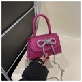 Mini sac à main pailleté fuchsia avec boucle étincelante et bandoulière en chaîne - Rose rose