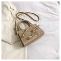 Khaki bow small handbag in matte finish with a crossbody strap and stylish handle - Khaki