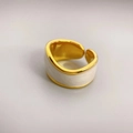 Anello aperto irregolare in ottone con smalto bianco e placcatura sottovuoto da donna - Aperto Regolabile / Bianco