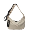 Minimalist beige nylon crescent crossbody bag with adjustable wide black strap - Off White