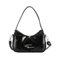 Borsa hobo a mezzaluna in pelle verniciata nera con decoro a stella in argento - Nero