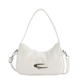 Elegante borsa a mezzaluna bianca con logo stella argento e finitura in ecopelle - Bianco Sporco