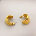 Chic 18K gold plated brass hoop earrings with elegant textured lava finish - Gold