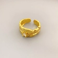Verstellbarer 18K vergoldeter Ring mit Schleifenform und unregelmäßiger Textur - Vereister Stil