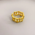Verstellbarer goldener geometrischer Ring mit hohlem Leiterdesign und polierter Oberfläche - Goldener Zaun-Stil