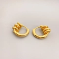 Orecchini a cerchio in ottone placcato oro 18K con design a nodo intrecciato a strati - Oro