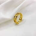 Schleifenförmiger Ring mit 18K Goldbeschichtung und hohlem Rechteck-Kettendesign - Hohl-Stil