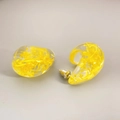 Handmade yellow real flower resin earrings with S925 silver posts in organic geometric shapes - Yellow Filament Dried Flower Style / Yellow