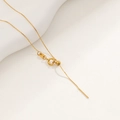 18K vergulde titanium stalen verstelbare naald box ketting met veersluiting voor dames - 04-Universele Ronde Sluiting Gehamerde Ronde Ketting Goud