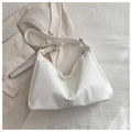 Sac hobo minimaliste en cuir PU souple blanc crème avec large bandoulière - Blanc