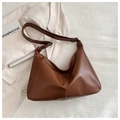 Sac cabas minimaliste en cuir PU souple marron foncé style hobo avec finition mate - Marron