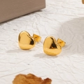 Elegant 18k gold-plated titanium steel heart stud earrings with a polished mirror finish - Gold