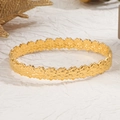 Lussuoso bracciale in acciaio inossidabile dorato con motivi floreali loto per donna - Bracciale in Rilievo Fiore di Loto - Oro