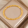 Bracciale in acciaio al titanio placcato oro 18 carati con segmenti a bambù - Stile Perle Tonde Goccia d'Acqua (SZ75) / Oro