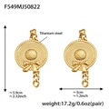 Detail of 18k gold plated titanium steel bow hat earrings with dimensions and chain - Gold Straw Hat Tassel Earrings (F549)