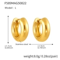 Macro shot showing dimensions and weight of golden stainless steel chunky hoop earrings - L / Gold