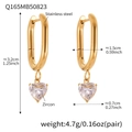 Detail of gold heart zircon earrings showing size specs 3.2cm height and 4.7g weight - Gold Heart Pendant (Q165)